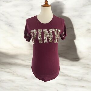 PINK Victoria's Secret Burgundy Sequin Tee